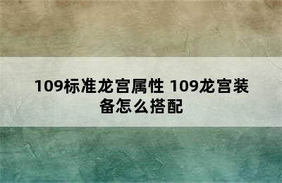 109标准龙宫属性 109龙宫装备怎么搭配